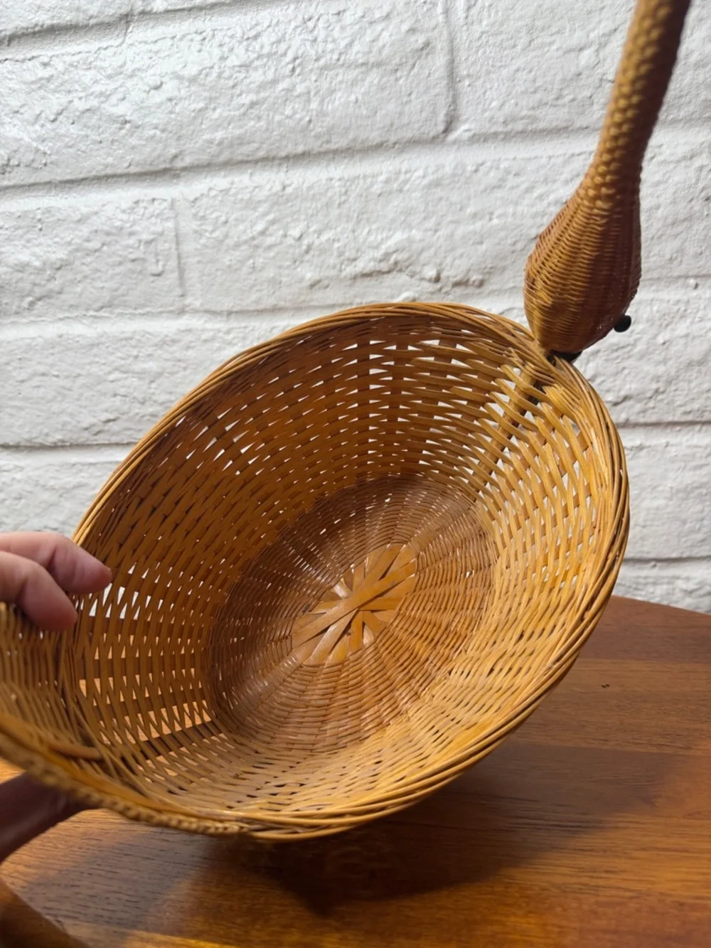 Vintage Wicker Goose Duck Basket Planter Farmhouse Grannycore Cottage Decor